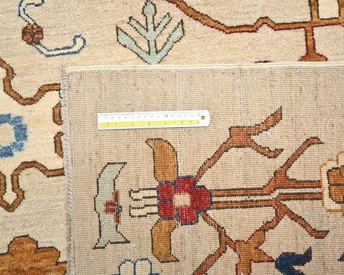 9x12 Beige Aryana Afghan Hand Knotted Veg Dye Wool Area Rug
